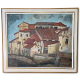 Oil on Canvas Landscape with Houses