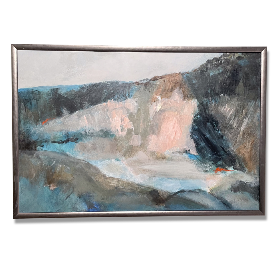 Abstract Oil on Canvas Landscape of a Quarry