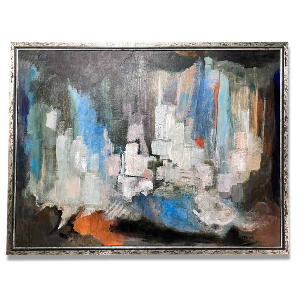 Abstract Oil on Canvas Landscape of a Quarry