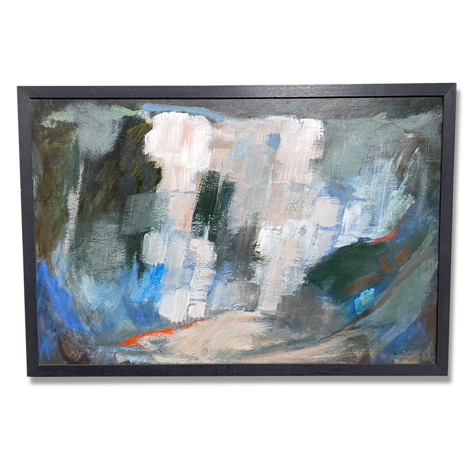 Abstract Oil on Canvas Landscape of a Quarry