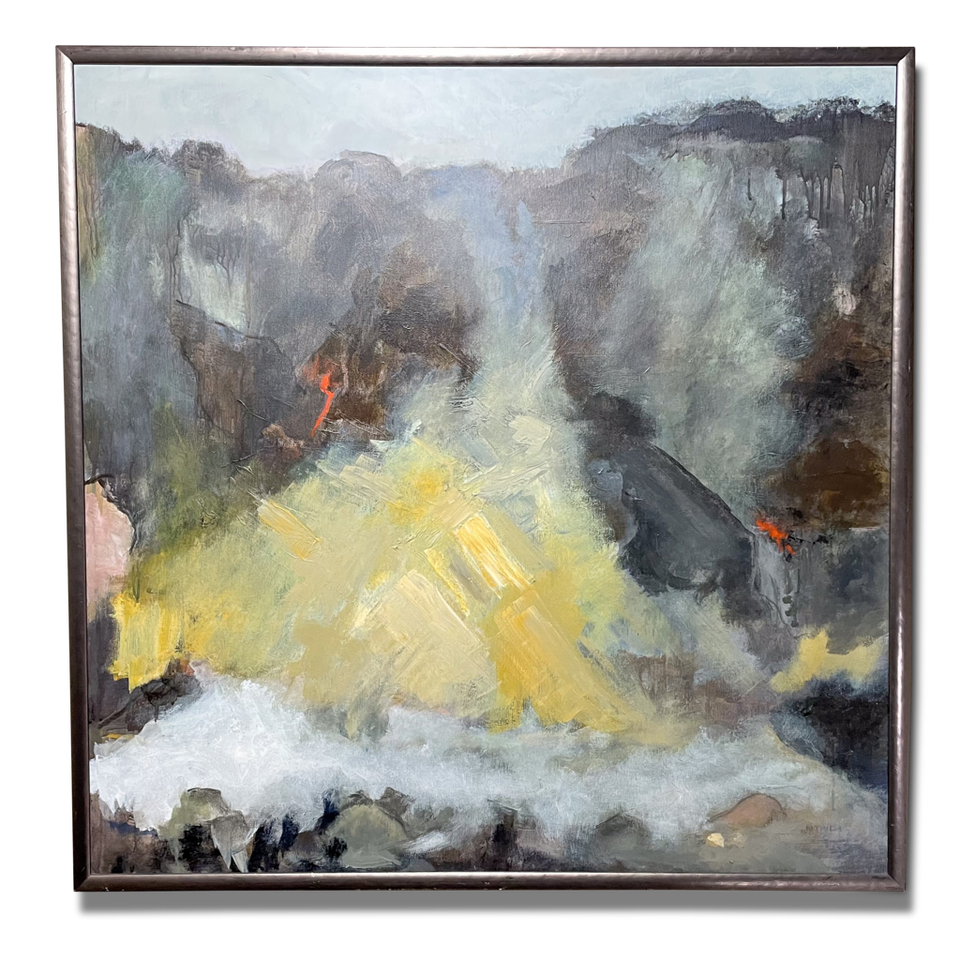 Large Abstract Oil on Canvas Landscape of a Quarry