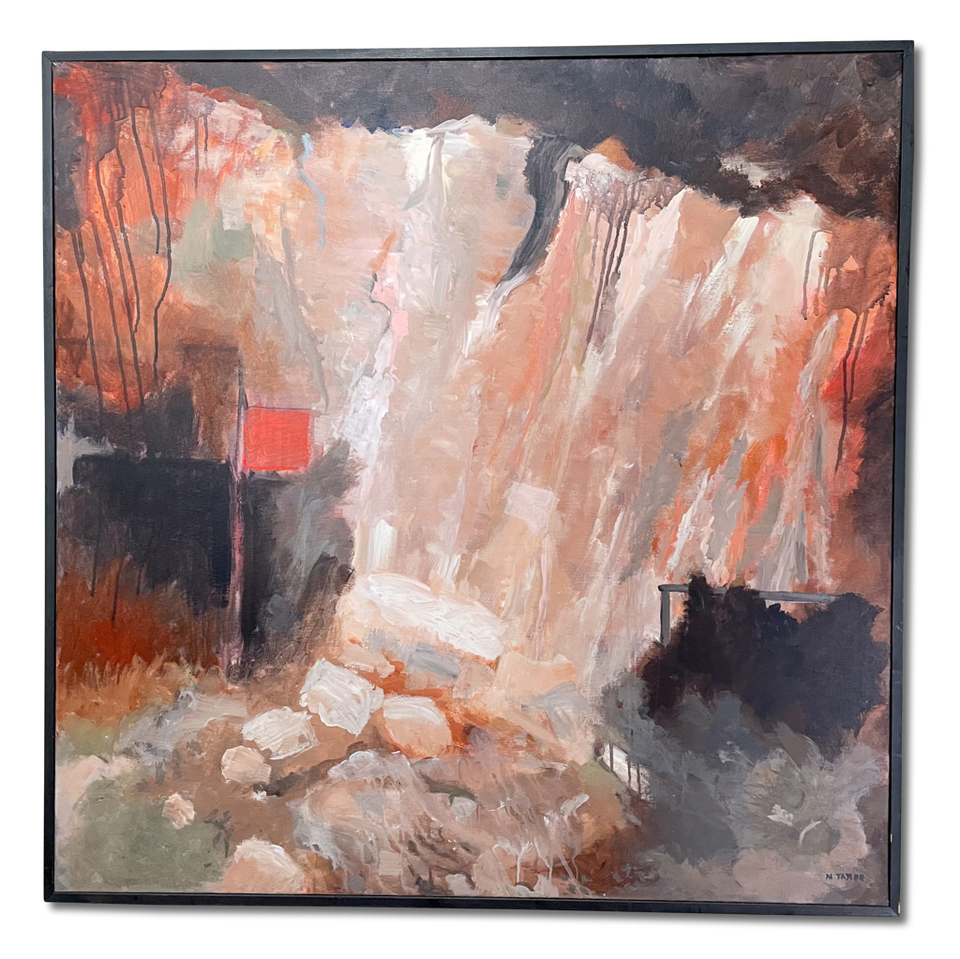 Large Abstract Oil on Canvas Landscape of a Quarry