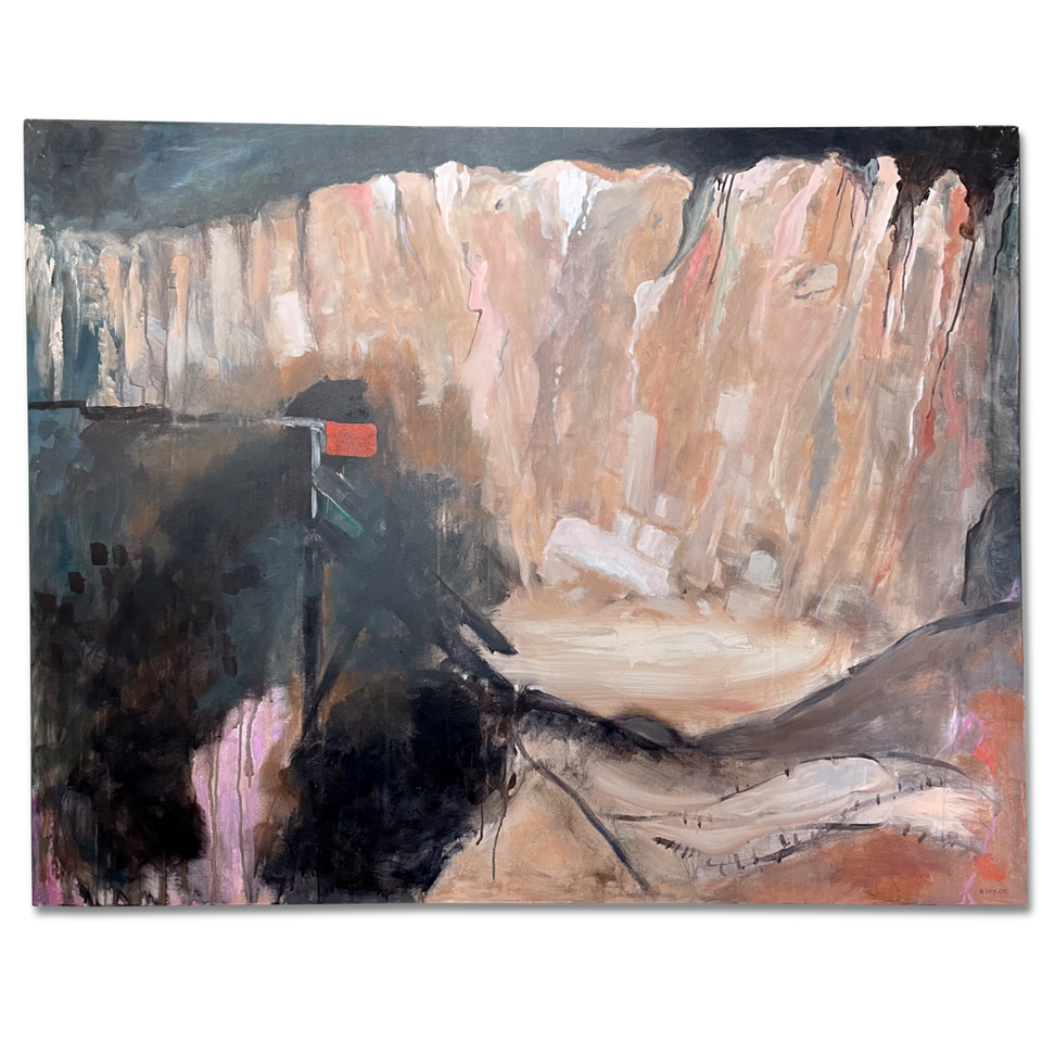 Large Abstract Oil on Canvas Landscape of a Quarry