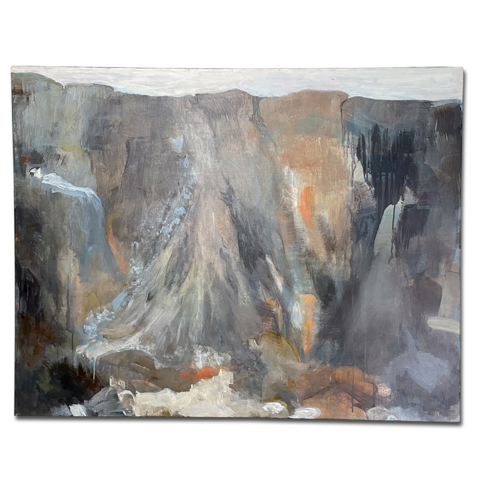 Large Abstract Oil on Canvas Landscape of a Quarry