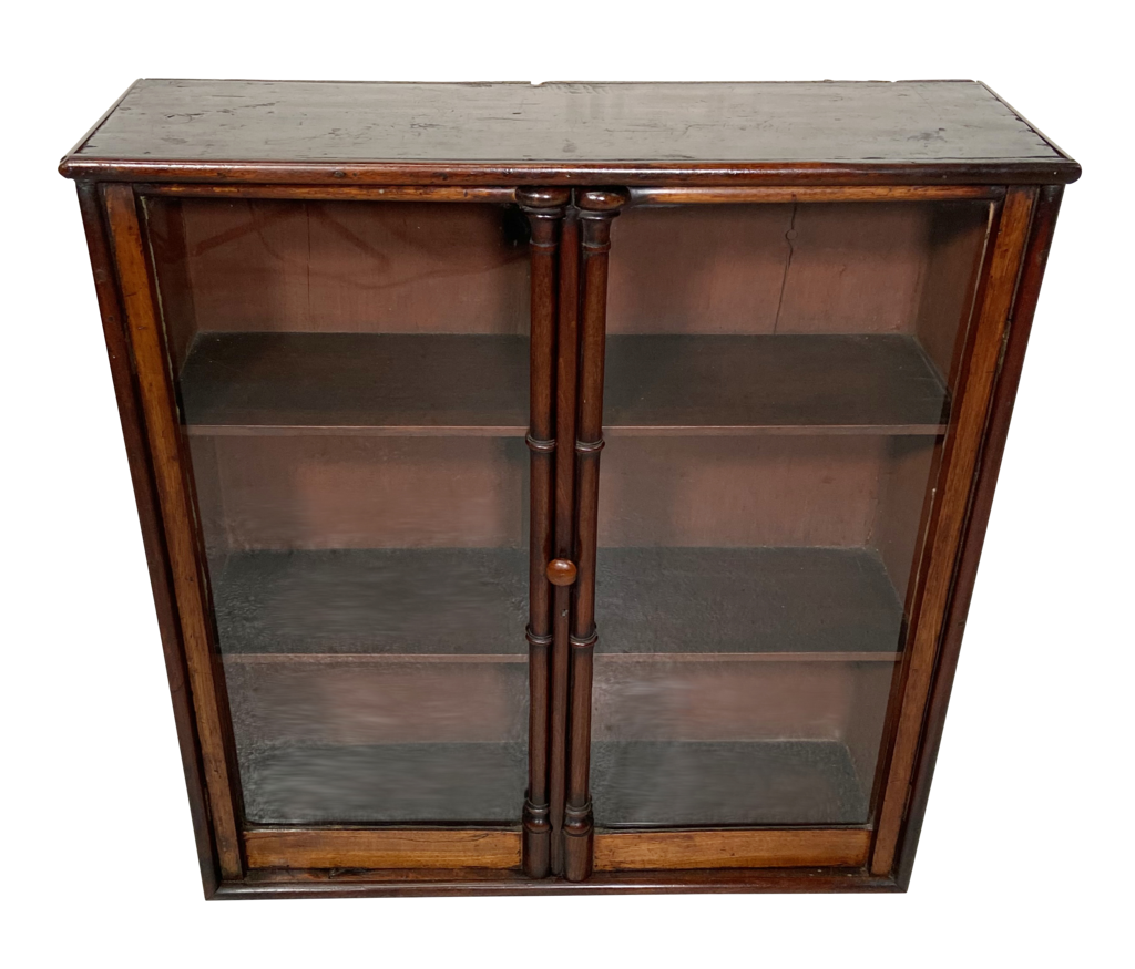 Glazed Mahogany Wall Cabinet with Faux Bamboo Door Decoration and Orig ...